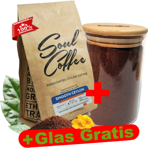 Soul Coffee Smooth Ceylon 200g Pulver + AROMA-GLAS
